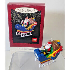Hallmark Keepsake Ornament Santa's Lego Sleigh Dated 1994 Bag of Toys Candy Cane
